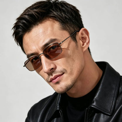 Top Quality Pure Titanium UV400 Protection Small Square Women Sunglasses Brand Ultra-light Rectangular Man Sun Glasses Eyewear