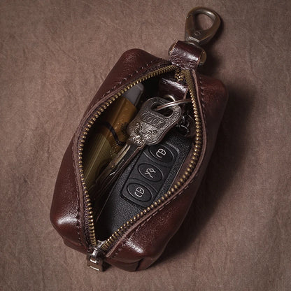 Luxury High Quality Genuine Leather Car Key Vintage Men and Women Waist Hanging Cowhide Key Case Housekeeper Home Organizer