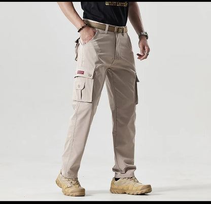 Autumn Work Pants Men Multi-pockets Cargo Trousers Casual Wear-resistant Workwear Spring Straight Pant Outdoor Hiking Trousers