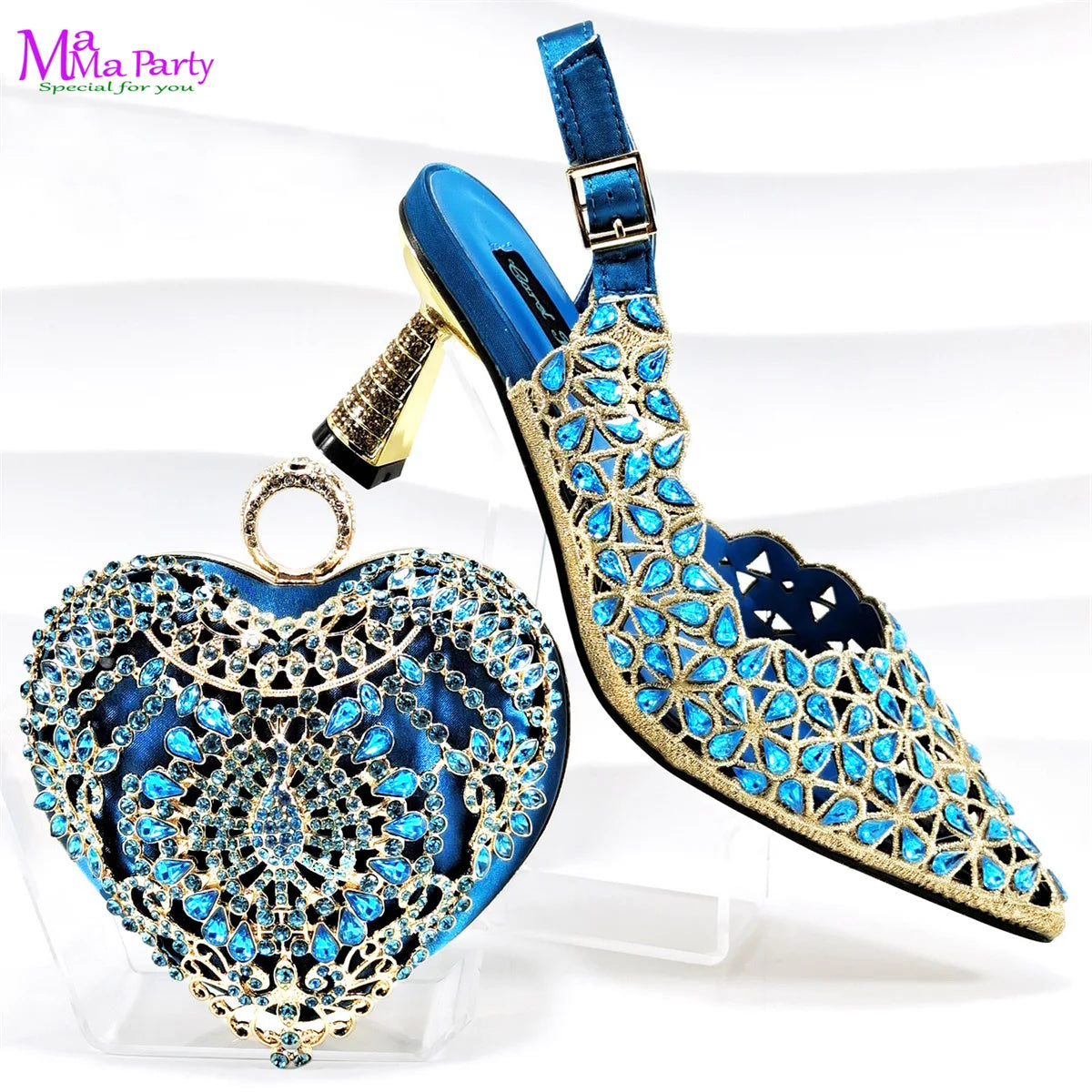 Silver Color Spring INS Hot Sale Italian Women Mature Style Shoes Matching Bag Set Pointed Toe with Small Bag for Party