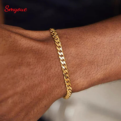 Trendy Cool 5mm Hip Hop Cuban Bracelets for Men 100% Pure S925 Silver Chain 18k Plated Fine Jewelry Party Birthday Gift