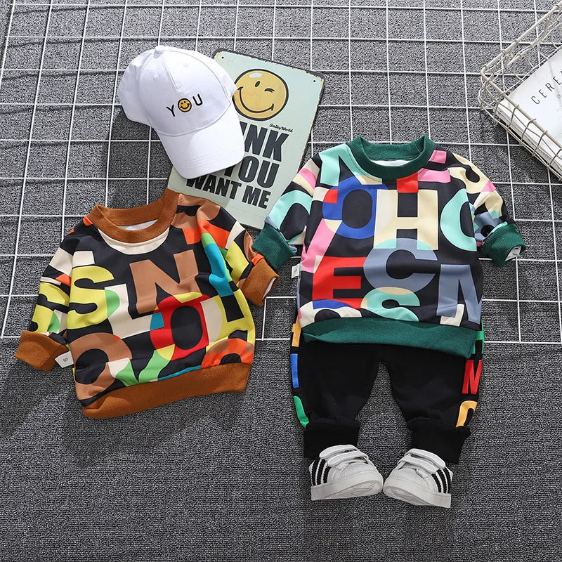 New Spring Autumn Baby Boys Clothes Outfits Children Casual Full T-Shirt Pants 2Pcs/Sets Toddler Sports Costume Kids Tracksuits