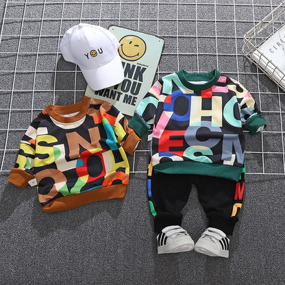 New Spring Autumn Baby Boys Clothes Outfits Children Casual Full T-Shirt Pants 2Pcs/Sets Toddler Sports Costume Kids Tracksuits