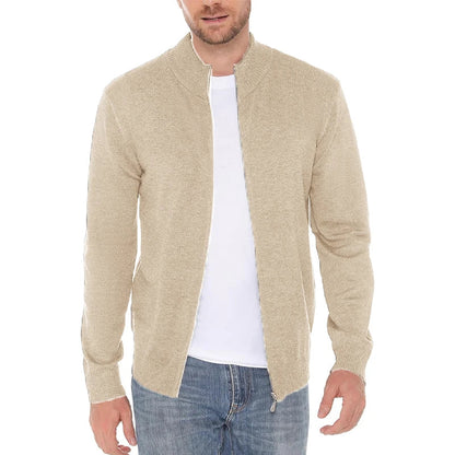 Men's Zipper SweatCoats Casual Cardigan Sweaters Stand Cold Blouse Knitwear Winter Outdoor Jumper Warm Streetwear