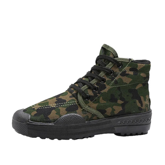 35-45 Men Boots Canvas Shoes Spring Autumn High Top Work Safety Ankle Botas Camouflage Non-slip Zapatillas Lace-up Footwear Y13