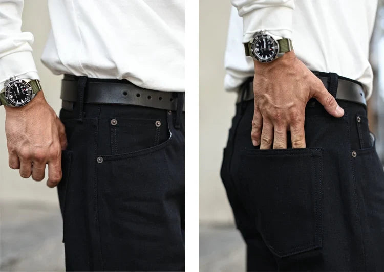 Mens Jeans Black Jeans Double-sided Dyeing Sanforized Selvedge Denim Jeans  16 Oz Regular Fit