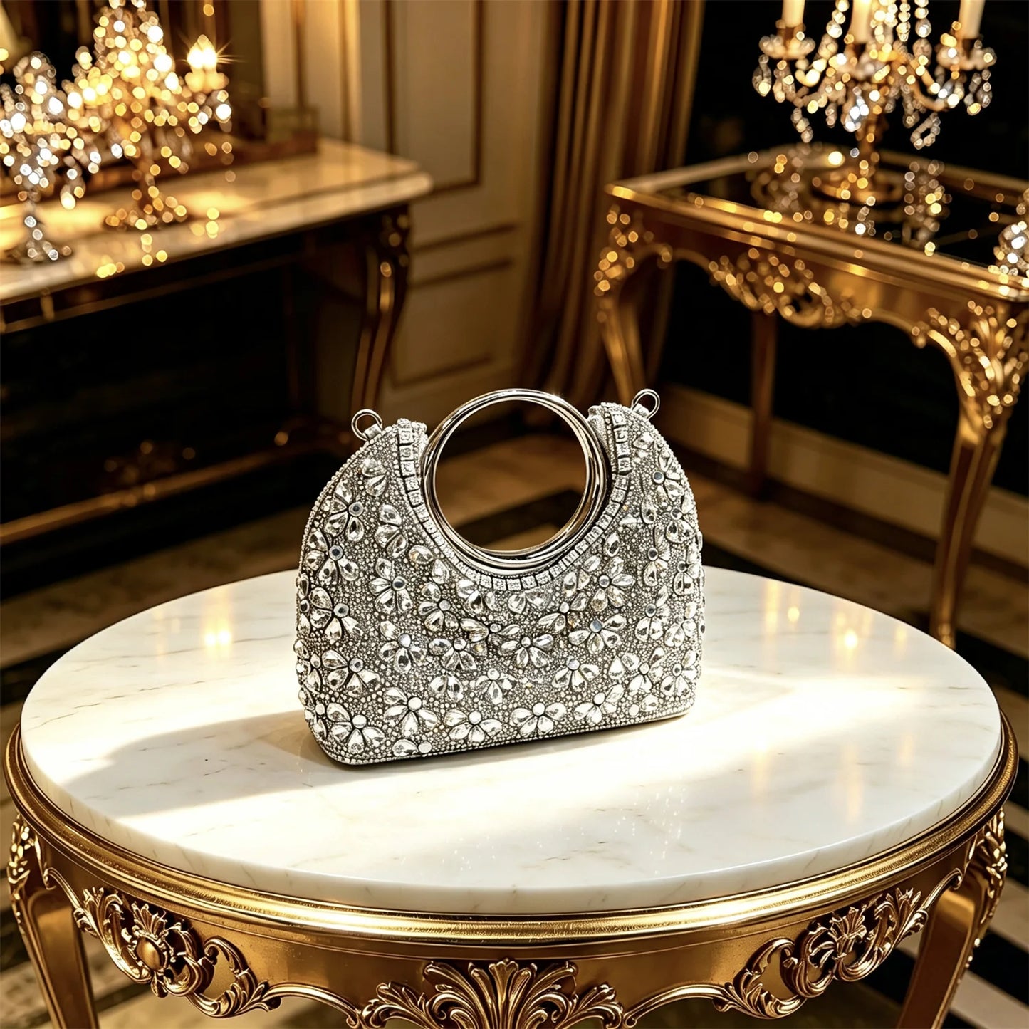 2026Italian-Inspired Silver Rhinestone Pointed Toe High Heels & Matching Handbag Set – Elegant Wedding Party Shoes for Women