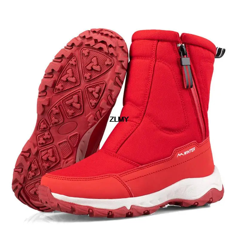 Waterproof Men Women Snow Boots High Top Ankle Winter Boots Platform Warm Plush Man Cutton Shoes Outdoor Non-slip Snowboots Male