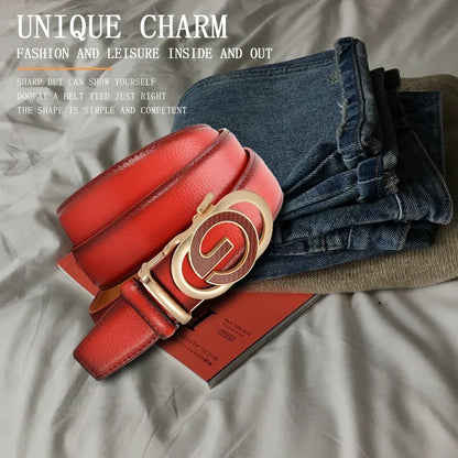 Men's Leather Belt Men's High-quality Metal Buckle Business Black Cowhide Men's Fashionable Casual Belt Women's Size