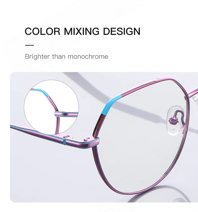 Metal Myopia Prescription Glasses Hyperopia Reading Glasses Women Anti Blue Light Computer  Glasses Optical Glasses Frame