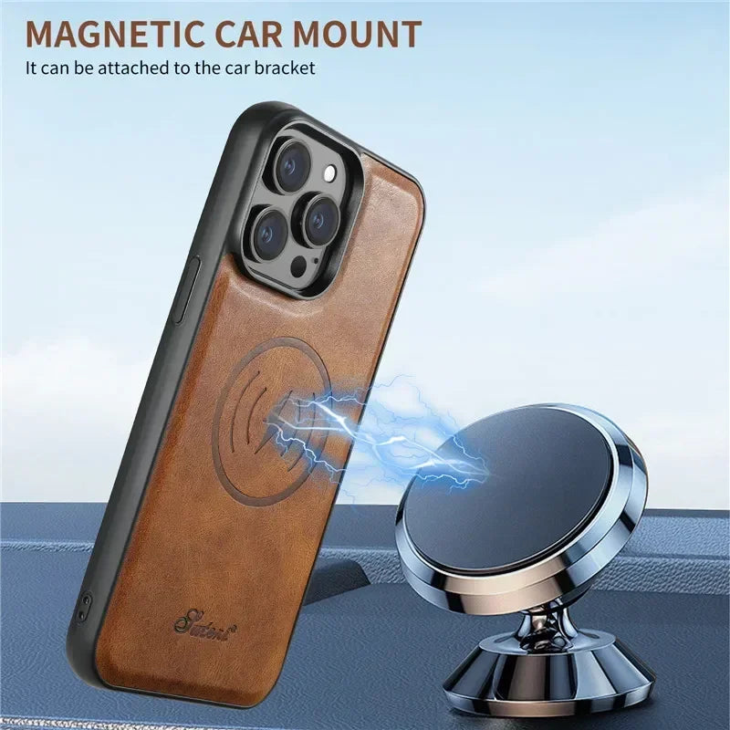 Magsafe Magnetic 2 In 1 Detachable Wallet Leather Case For iPhone 12 13 14 15 16 17 Pro Max Plus 16E 17 Air Holder Cover