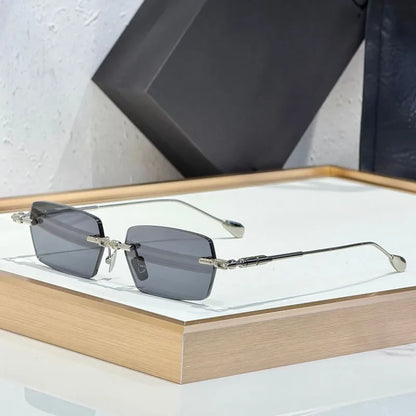 Fashion Street Design Sunglasses H61 Germany Rimless Square Men Women Classical UV400 High Quality Optical Glassses with Case