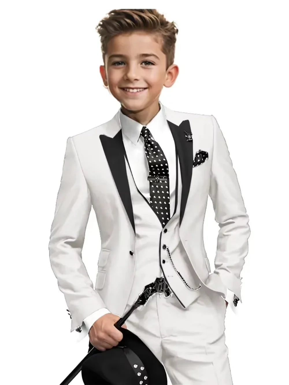 High Quality Boys Formal Suit Set 3 Pieces For Violin Performance Classy Peak Lapel Kids Slim Fit Tuxedo Birthday Party Wear