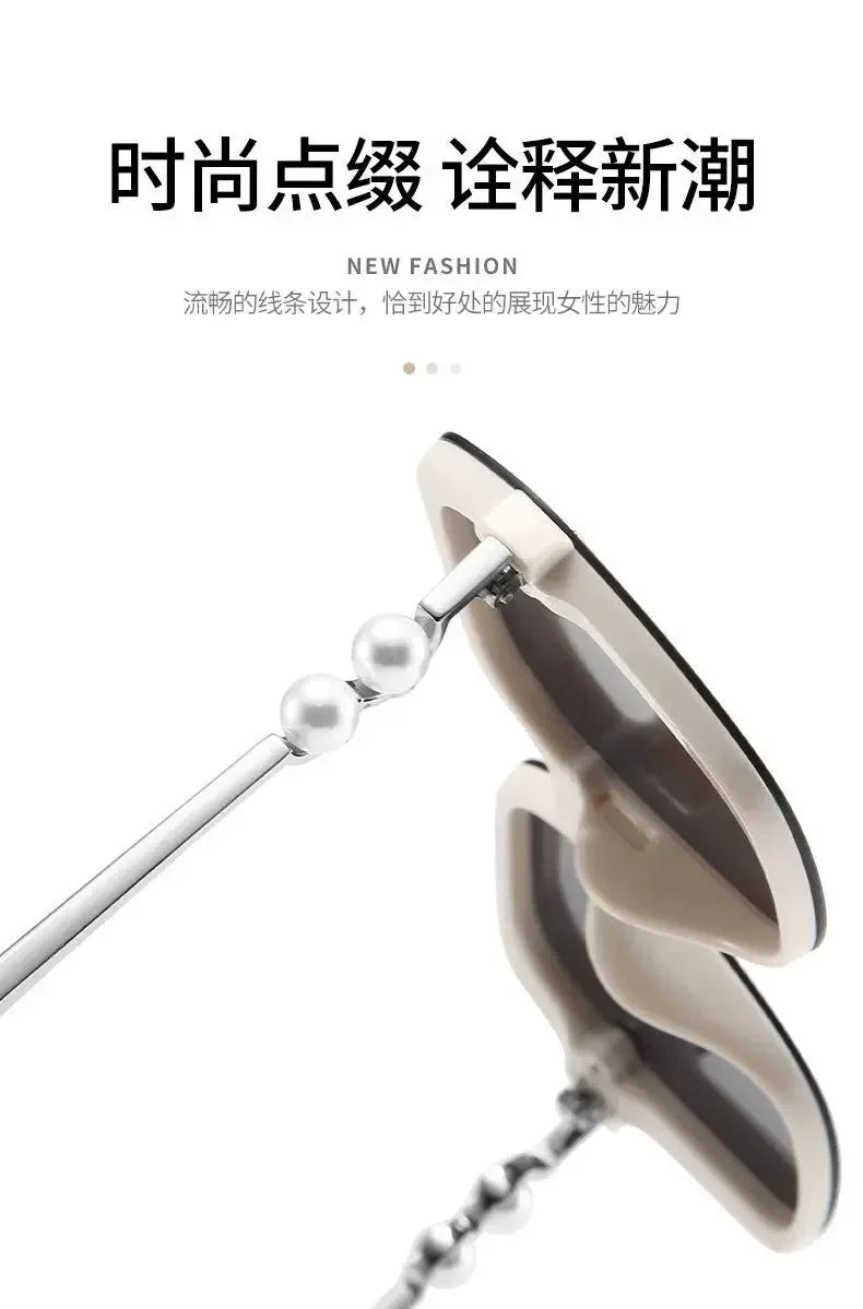 2025 Oversized Polarized Sunglasses for Women and Men  Pearl Fashion Square Designer Sun Glasses Unisex Eyewear UV400 Sunglass