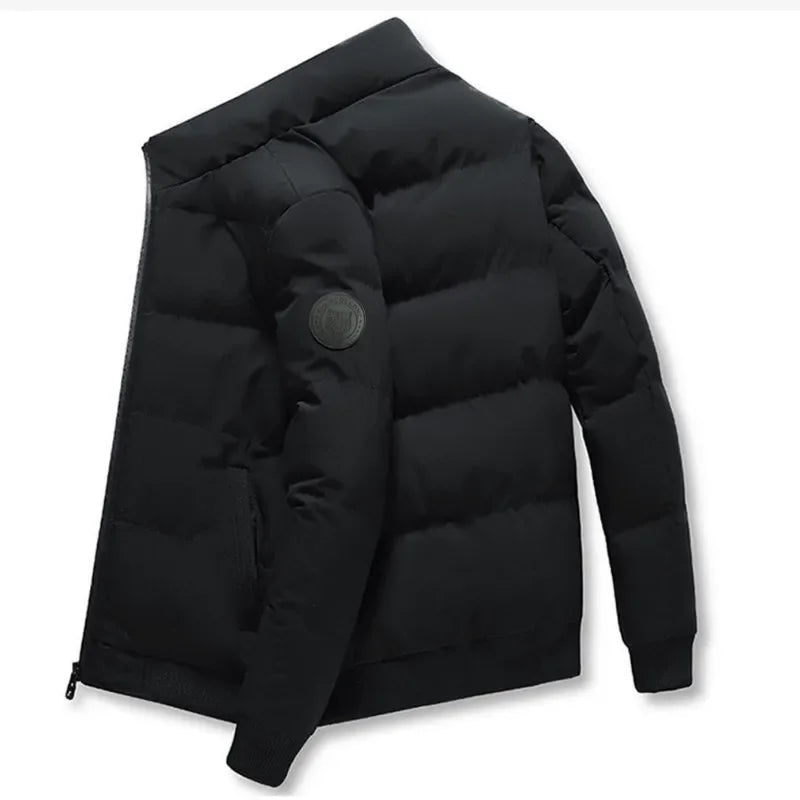 2025 Winter New Solid Color Zipper Down Jacket Thick Cotton Jacket Men Trendy Brand Casual Youth Coat Versatile Comfortable Top