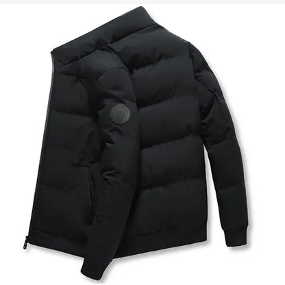 2025 Winter New Solid Color Zipper Down Jacket Thick Cotton Jacket Men Trendy Brand Casual Youth Coat Versatile Comfortable Top