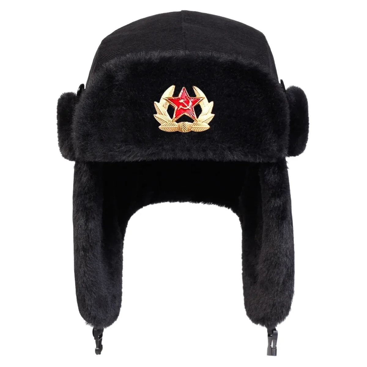 Unisex Five Pointed Star Corduroy Lei Feng Hat Winter Earflap Hat Keep Warm Ski Hat Bomber Hat for Outdoor Riding Snow Activitie