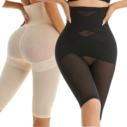 Knee Length Mesh Thigh Slim Shapewear Short Butt Lifting Shorts High Waist Control Panties Breathable Body Shaper Summer