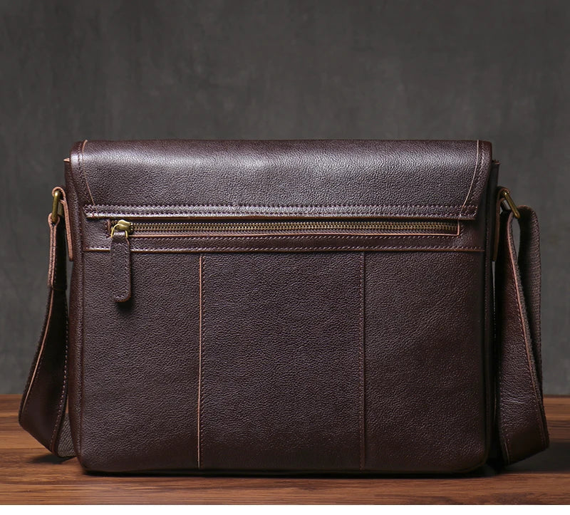 Vintage Crazy Horse Leather Messenger Bag Men's Genuine Luxury Sling Shoulder Bag Office Briefcase Crossbody 12.9 Inch Ipad
