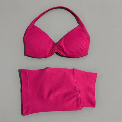 2PCS HISTELLO Seamless Gym Yoga Set Push Up Bra Scrunch Butt Lift Leggings Body Shaping Breathable Comfort Yoga Women Wear