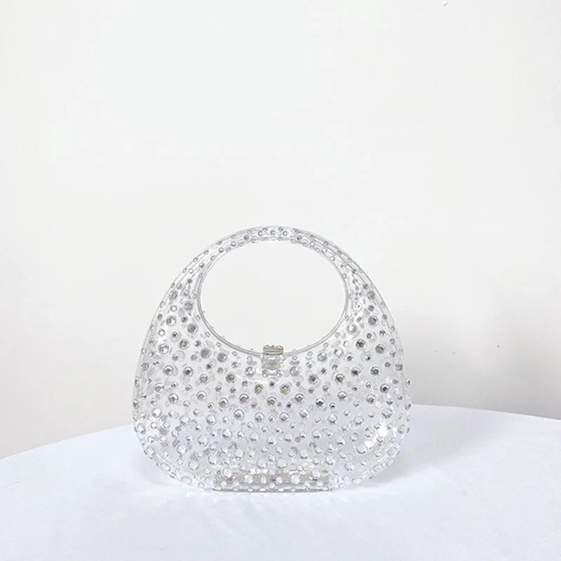 Fashion Women Diamond Handbags and Purses Transparent Acrylic Luxury Party Prom Evening Bag Casual Bling Bling Clear Clutch