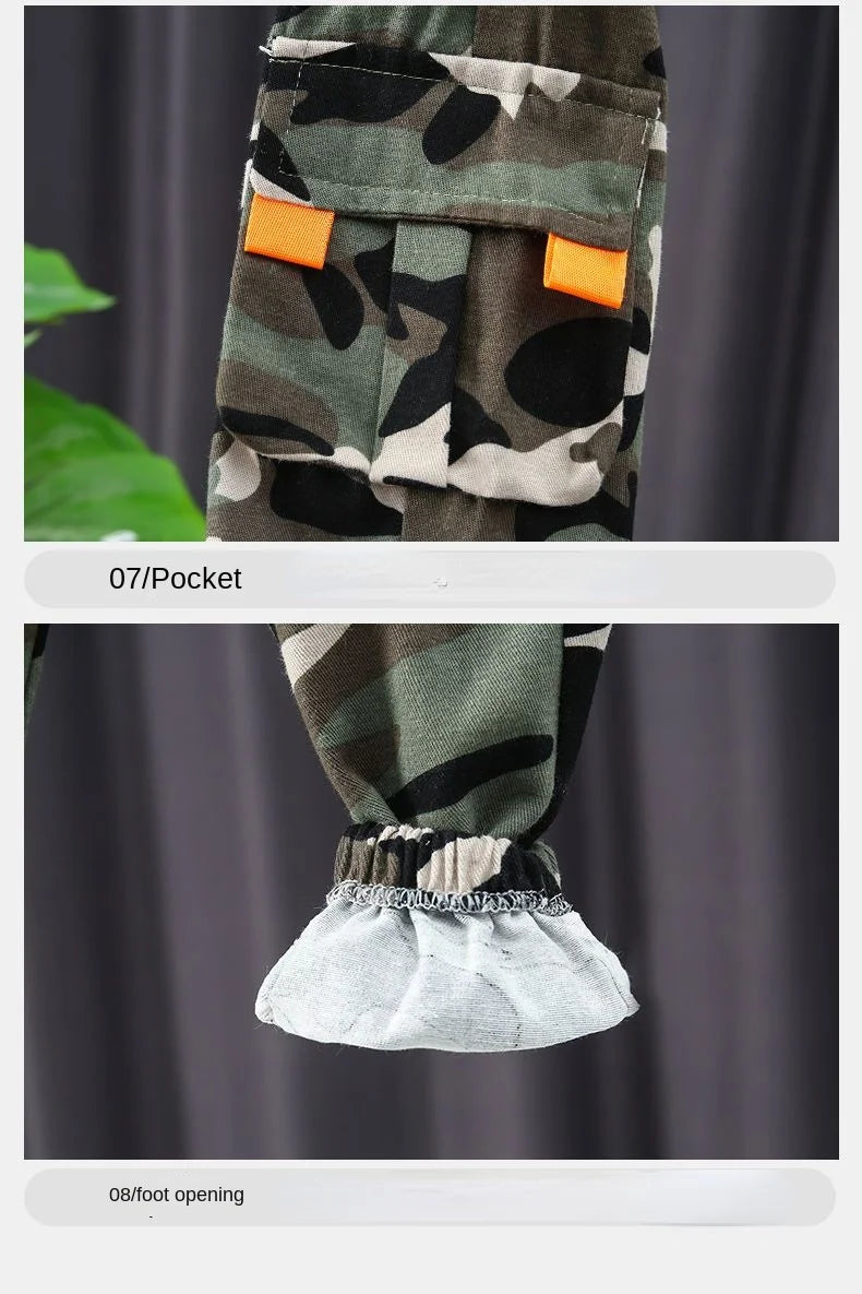 Spring Autumn Children Clothing Camouflage Sportswear Hooded Coat + Pants Two-piece Suit Wears for Kids Boy Top and Bottom Set