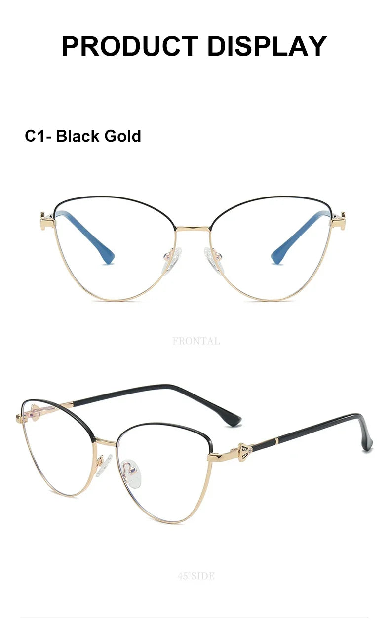 New Fashion Simple Cat's Eye Personalized Frame Design Women's Anti-Blue Light Reading Glasses Customizable Prescription
