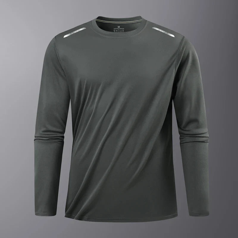 Reflective Sport Gym T Shirt Men Quick Dry Running Bodybuilding Shirts Men Long Sleeve Fitness Pullover Top Spring Autumn