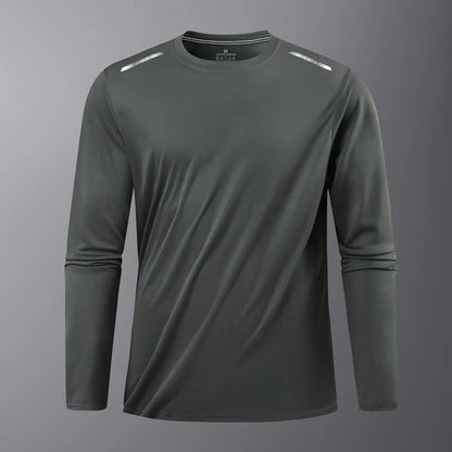 Reflective Sport Gym T Shirt Men Quick Dry Running Bodybuilding Shirts Men Long Sleeve Fitness Pullover Top Spring Autumn