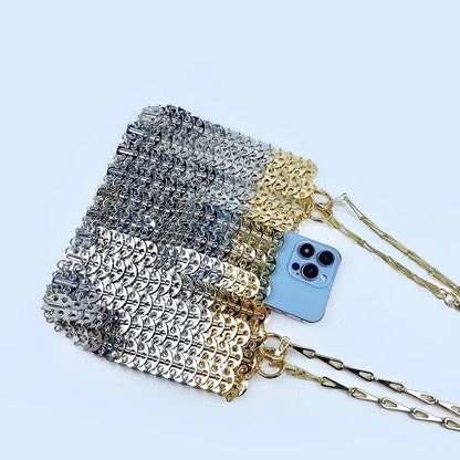 2024 Hot selling metal sequin high-capacity mobile phone cross-body chain bag handmade bag for women's fashion trend