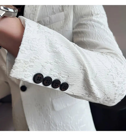 New Luxury Jacquard Floral Suit Jacket High Quality Men Business Slim Fit Casual Social Blazers Coats Formal Stage Prom Tuxedo