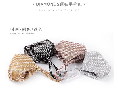 Fashion Women's Dinner Bag Diamond Inlaid Fashion New Handbag Mobile Zero Wallet Wedding Women Model Bag Luxury Champagne Color