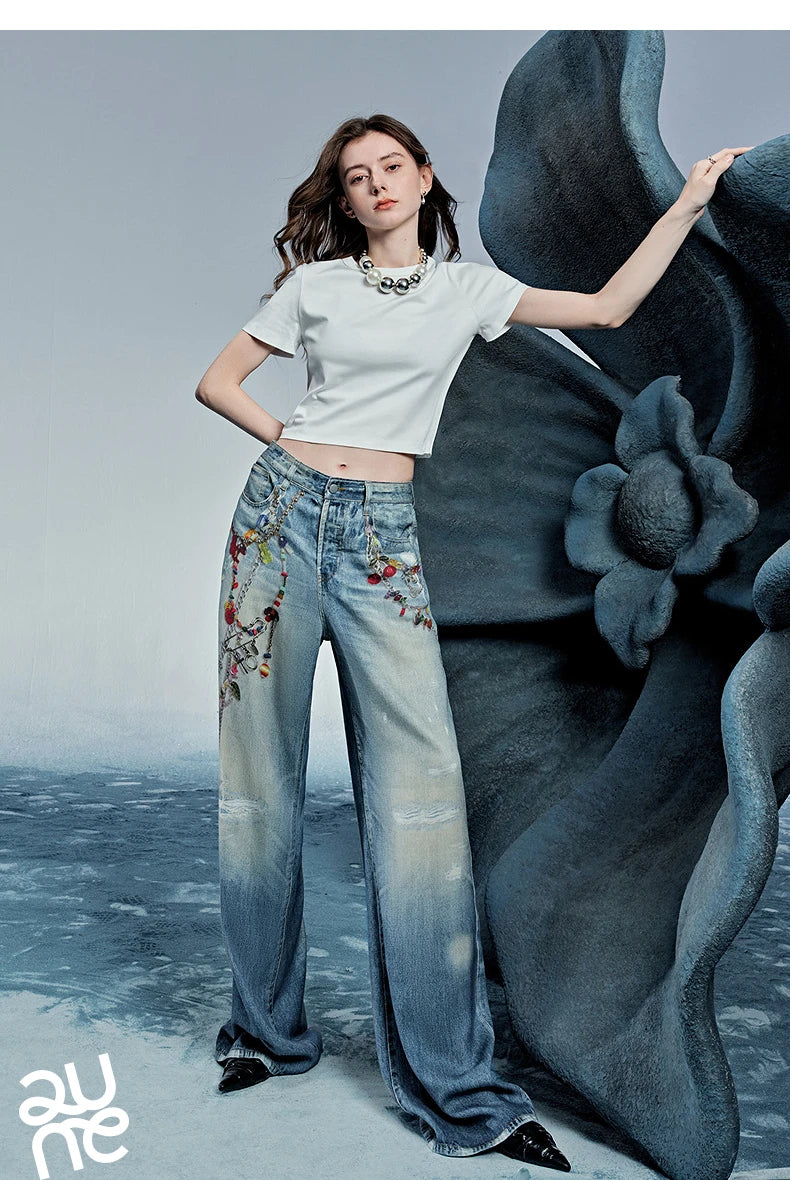 Women Denim Jean 2025 Spring New Long Pants 8518053