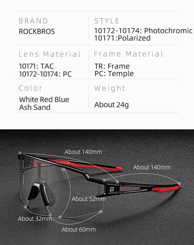 Cycling Glasses Photochromic Glasses Bicycle Glasses Eyewear Goggles Windproof Bicycle Outdoor Sports Sunglasses
