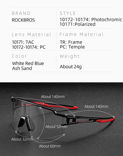 Cycling Glasses Photochromic Glasses Bicycle Glasses Eyewear Goggles Windproof Bicycle Outdoor Sports Sunglasses