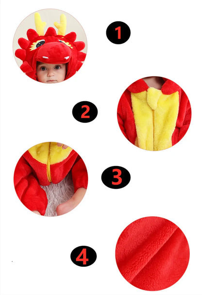 Toddler Infant Dinosaur Costume Flannel Hooded Onesies Soft Animal Romper Outfits Gift Halloween Cosplay Party Creeper Costume