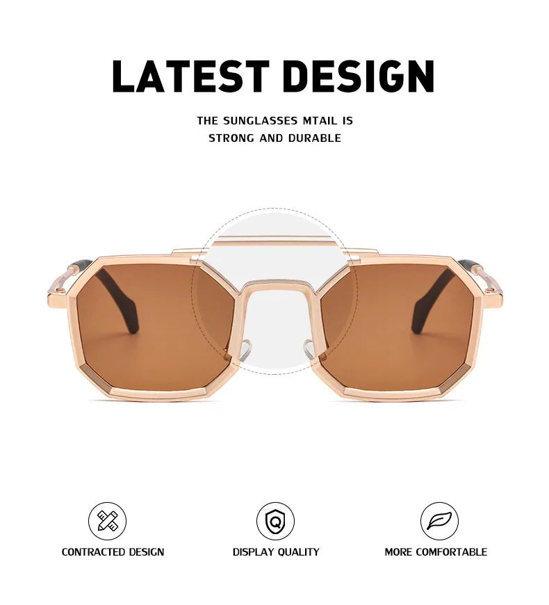 Blue Square Sunglasses For Men Retro Metal Steampunk Sunglasses Women Vintage Fashion Glasses Gafas De Sol Hombre Zonnebril Sun