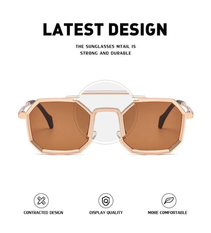 Blue Square Sunglasses For Men Retro Metal Steampunk Sunglasses Women Vintage Fashion Glasses Gafas De Sol Hombre Zonnebril Sun