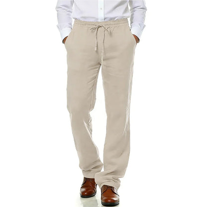 Men's Cotton Linen Suit Pants Casual Business Texture Cozy Trousers Straight Leg Old Money Man Vintage Lightweight Dress Pants