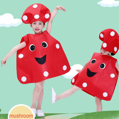 1Set Children Cosplay Fruit Veggie Costume Funny Holiday Party Cute Clothes Suit Children Performance Overclothes Stage Costume