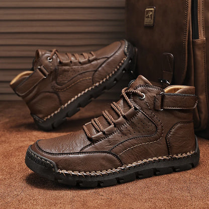 Men's Hand-stitched Boots Plus-size Casual Shoes Comfortable Soft Ankle Boots Outdoor Non-slip Wear Boots