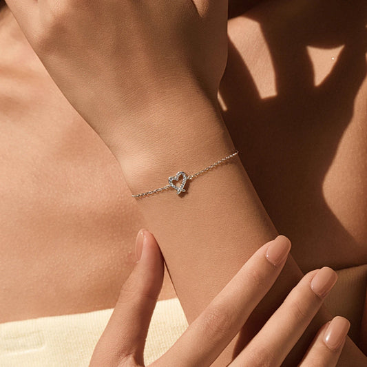 Bracelet à maillons en forme de cœur irrégulier romantique en moissanite de couleur D et argent sterling 925 pour femme, bijoux raffinés