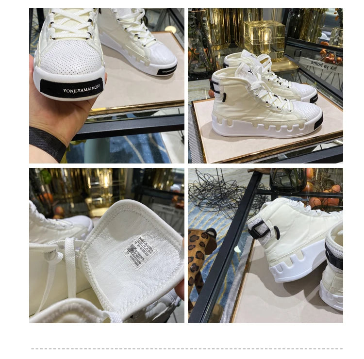American European Fashion Casual Shoes Men High-top Sneaker Boots Cowhide Comfortable Leather Ankle Boots Lace-up Flat Trainers