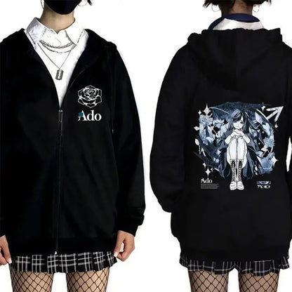 Ado World Tour 2025 Hibana Zipper Hoodie Men Women Clothing Fashion Japanese Style Streetwear Unisex Casual Fleece Zip Up Jacket
