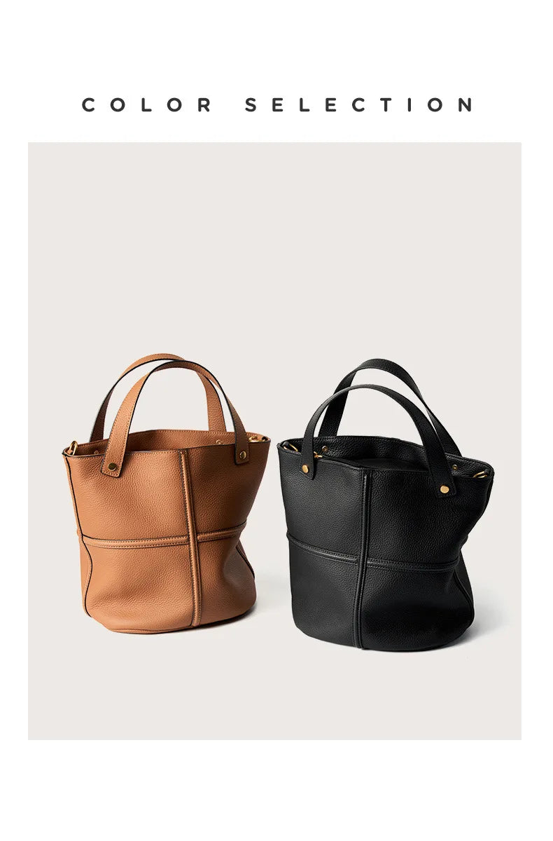 Women Bucket shoulder bag brand design Cowhide ladies handbags and purses genuine leather Tote Bags female messenger Bag Bolsas