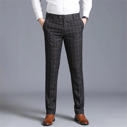 Autumn New Men's Suit Pants, Asian Sizes Office Trousers, Available in Blue, Red, Gray, and Black.