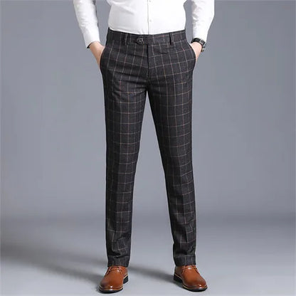 Autumn New Men's Suit Pants, Asian Sizes Office Trousers, Available in Blue, Red, Gray, and Black.