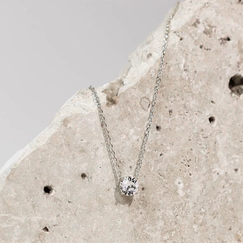 14K Gold Filled Solitaire 4mm/5mm Moissanite Pendant Necklace D Color Sparkling Classic Lab Diamond Necklaces For Women