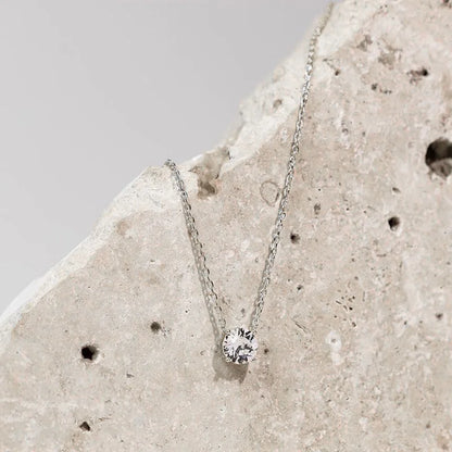 14K Gold Filled Solitaire 4mm/5mm Moissanite Pendant Necklace D Color Sparkling Classic Lab Diamond Necklaces For Women