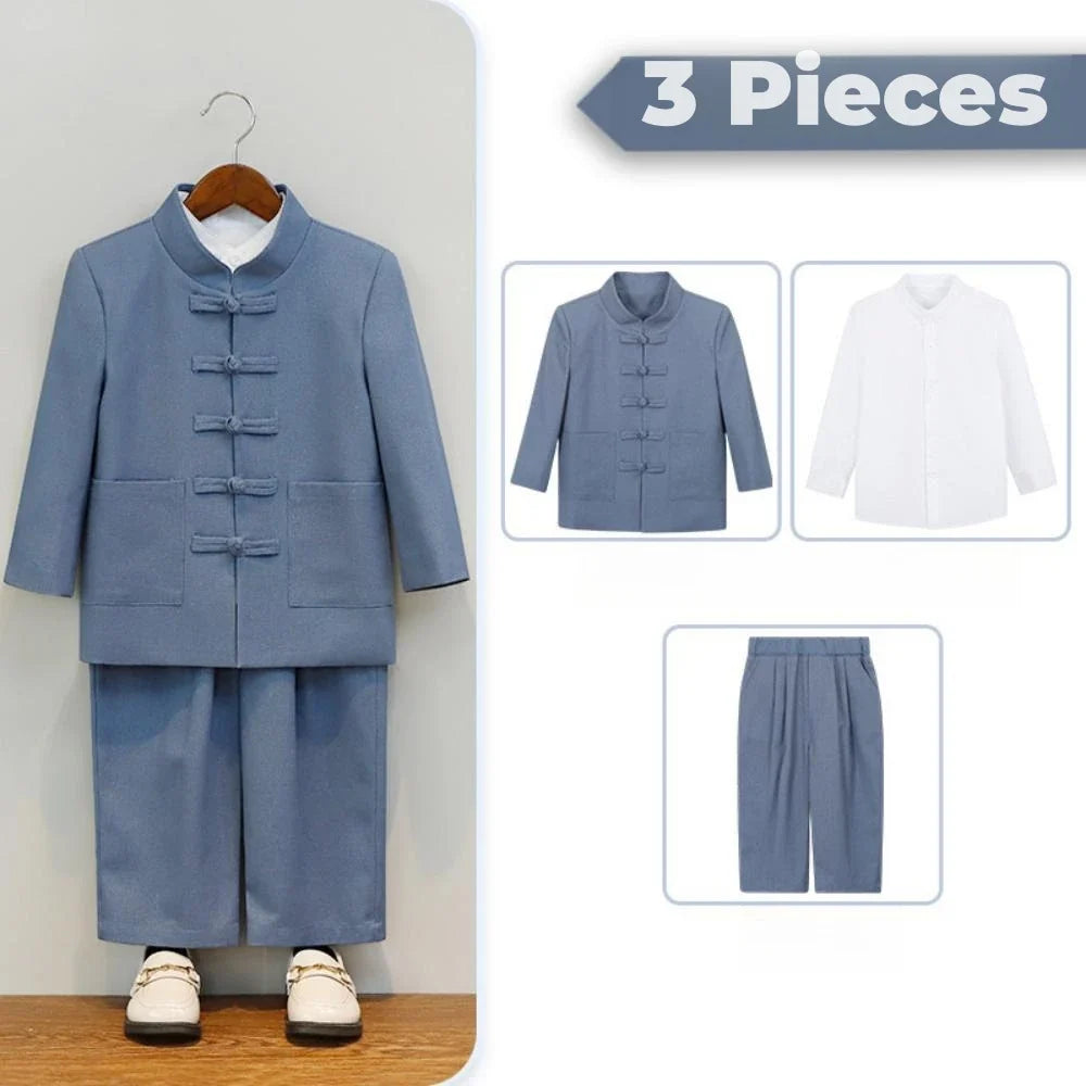 2026 New Chinese Style Boys Suit Set 3 Pieces Performance Costumes Comfortable Elegant Kids Suits Banquet Party Tuxedo 90-170cm